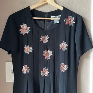 JESSICA HOWARD Sequin Floral Short Sleeve Maxi Dress